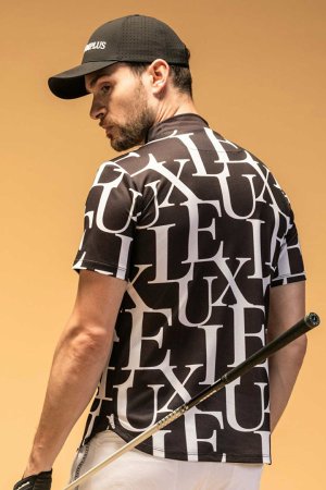 画像4: LUXEAKMPLUS リュクスエイケイエムプラス ゴルフ 総柄半袖モックネックTシャツ(吸水速乾){-BES}