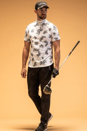 画像5: LUXEAKMPLUS リュクスエイケイエムプラス ゴルフ ローレルパターン半袖モックネックTシャツ(吸水速乾 / UVカット){-BES}