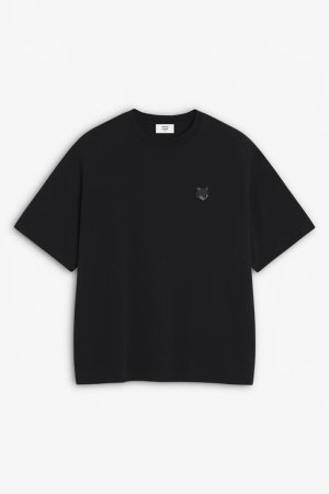 画像1: MAISON KITSUNE メゾンキツネ ボールド フォックスヘッド パッチ オーバーサイズ Tシャツ{-BES}