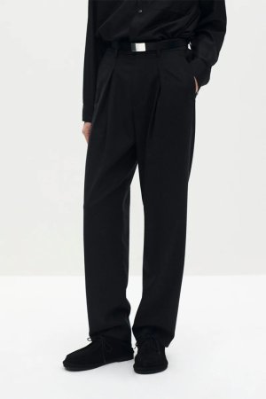 画像3: STILL ATTACHMENT スティル アタッチメント SP160 WO SHORT BEAVER CROSS TUCK WIDE TROUSERS{AP62-002-BFA}