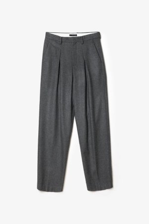 画像1: STILL ATTACHMENT スティル アタッチメント SP160 WO SHORT BEAVER CROSS TUCK WIDE TROUSERS{AP62-002-BFA}
