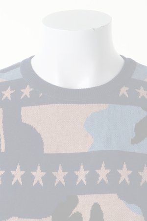 画像2:   Marbles マーブルズ Double Jaquard Star Border Camouflage Knit{-AFS}