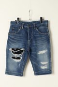 【 ポイント10倍 】1piu1uguale3 ウノピゥウノウグァーレトレ SWEAT DENIM CRASH TIGHT SLIM SHORTS{MRP113-CTN028-52-AFS}