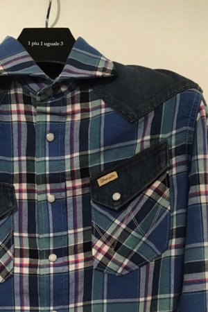 画像4: 1piu1uguale3 ウノピゥウノウグァーレトレ WRANGLER COLLECTION CHECK/DENIM western combi shirts{MRS056-CTL011-54-AFS}