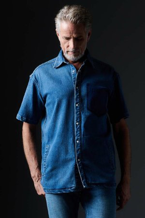 画像2: 【 20%OFF セール99,000円→79,200円】 1piu1uguale3 ウノピゥウノウグァーレトレ S/S DENIM BIG SHIRTS{MRS178-CTR023-DN54-BES}