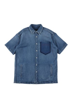 画像5: 【 20%OFF セール99,000円→79,200円】 1piu1uguale3 ウノピゥウノウグァーレトレ S/S DENIM BIG SHIRTS{MRS178-CTR023-DN54-BES}