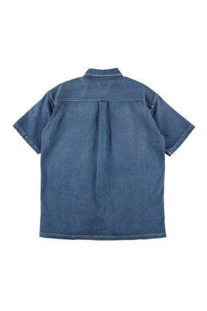 画像6: 【 20%OFF セール99,000円→79,200円】 1piu1uguale3 ウノピゥウノウグァーレトレ S/S DENIM BIG SHIRTS{MRS178-CTR023-DN54-BES}