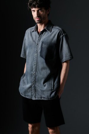 画像1: 1piu1uguale3 ウノピゥウノウグァーレトレ S/S DENIM BIG SHIRTS{MRS178-CTR025-DN94-BES}