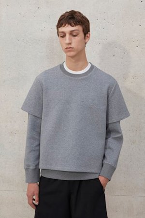 画像1: 【24SS新作】Neil Barrett ニールバレット Slim Dropped Shoulder Double Layer Sweatshirt{-BDS}