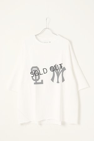 画像1: {SOLD}SLAVE OF MAYO スレイブオブメイヨー numbering patchwork raglan sweat cut sew{-BBA}(sof)