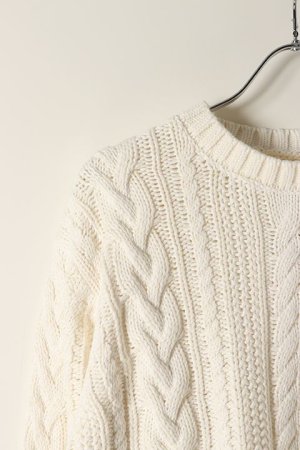 画像2: 9200 by attack the mind 7 キュウセンニヒャク by アタックザマインドセブン Crew neck cable pullover{NB-040CW01-10-AGA}