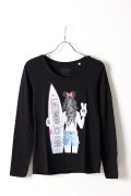 【 60%OFF セール｜12,100円→4,840円】 NO COMMENT PARIS ノーコメントパリ 【Japan Limited】L/S L-CREW surf girl{NC-LTL.LTN117-BLK-AIS}