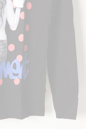 画像5:   NO COMMENT PARIS ノーコメントパリ 【Japan Limited】L/S L-CREW dot girl{NC-LTL.LTN118-BLK-AIS}