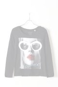   NO COMMENT PARIS ノーコメントパリ 【Japan Limited】L/S L-CREW wht glasses{NC-LTL.LTN143-BLK-AIS}