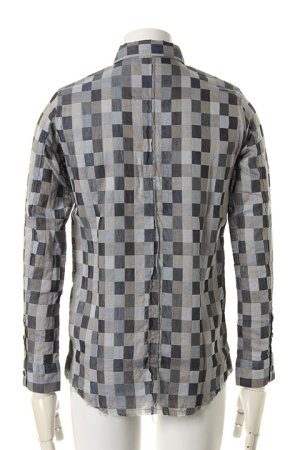 画像2: 【 30%OFF セール｜26,400円→18,480円】 OURET オーレット 80/1 COTTON MOSAIC CHECK REGULAR COLLAR SHIRT{OR161-1352-45UB-AFS}