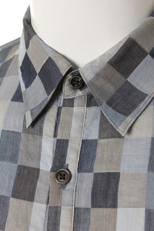 画像4: OURET オーレット 80/1 COTTON MOSAIC CHECK REGULAR COLLAR SHIRT{OR161-1352-45UB-AFS}