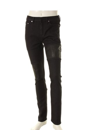 画像1: Neil Barrett ニールバレット LEATHER PATSHED SUPER SKINNY LEG JEAN{BDE162C/PBDE162C-E804T-01-AGS}