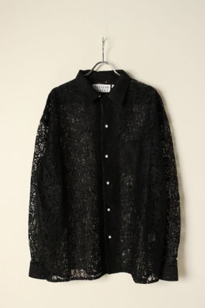 画像1: el conductorH コンダクター FLOWER LACE OPEN COLLAR SHIRT{-BCS}