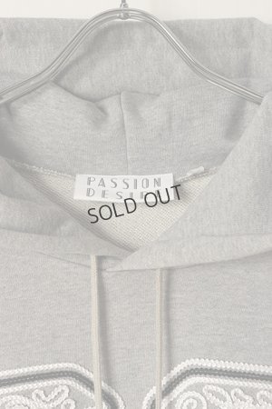 画像2: {SOLD}el conductorH コンダクター CORD EMBROIDERED COTTON HOODED SWEATER TEAM{-BDS}