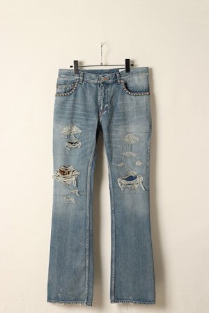 画像1: 【24SS新作】el conductorH コンダクター HARDCORE DESTROYED FLARE JEAN TROUSERS{-BDS}