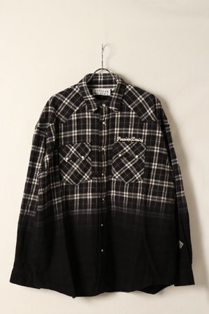 画像1: 【24SS新作】el conductorH コンダクター HALF DYED CHECK FLANNEL COWBOY SHIRT{-BDS}