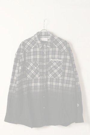 画像1: el conductorH コンダクター HALF DYED CHECK FLANNEL COWBOY SHIRT{-BDS}