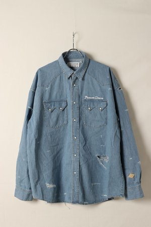 画像1: 【24SS新作】el conductorH コンダクター DISTRESSED DENIM COWBOY SHIRT{-BDS}