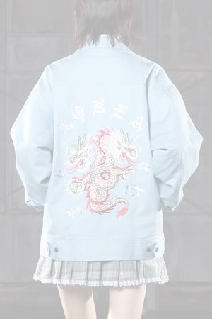 画像1:  {SOLD} DRAGON EMBROIDERED KOREAN SOUVENIR JKT{-BFS}