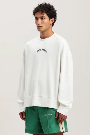 画像9: Palm Angels パームエンジェルス Curved Logo crewneck Sweatshirt{PMBA080S25FLE0010310-BES}