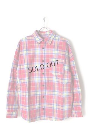 画像1: {SOLD}Palm Angels パームエンジェルス PINK TARTAN OVER LOGO SHIRT{-AIS}