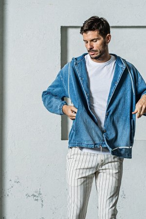 画像2: RESOUND CLOTHING リサウンドクロージング DENIM JERSEY coach hoodie{-BES}