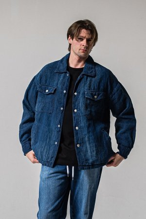 画像2: RESOUND CLOTHING リサウンドクロージング Indigo linen jack shirts{-BFS}