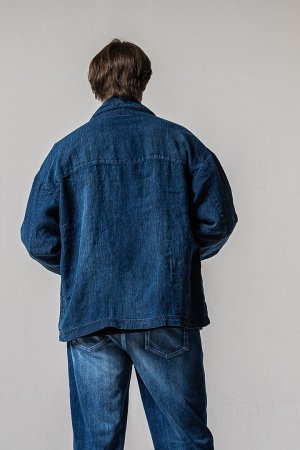 画像5: RESOUND CLOTHING リサウンドクロージング Indigo linen jack shirts{-BFS}