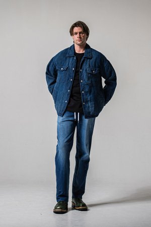 画像6: RESOUND CLOTHING リサウンドクロージング Indigo linen jack shirts{-BFS}