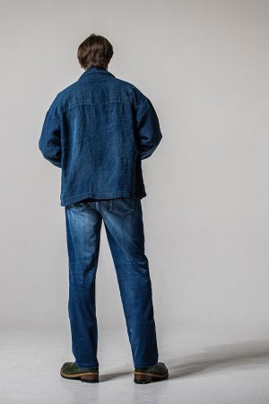 画像8: RESOUND CLOTHING リサウンドクロージング Indigo linen jack shirts{-BFS}