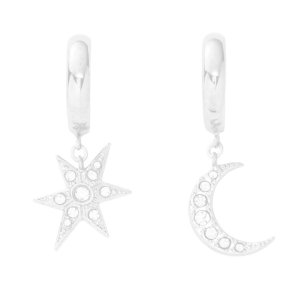 画像1:   ADER.bijoux アデルビジュー MOON&STAR hoop pierce (silver){-AHA}