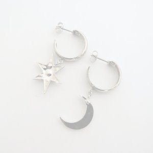 画像4:   ADER.bijoux アデルビジュー MOON&STAR hoop pierce (silver){-AHA}