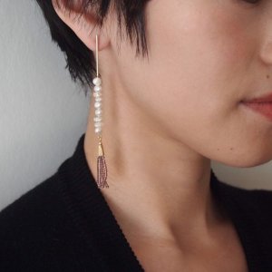 画像4: ADER.bijoux アデルビジュー BLOCK PEARL long asymmetry pierce{-AIA}