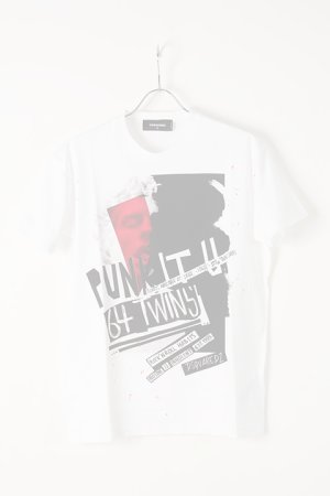 画像1:  {SOLD} DSQUARED2 ディースクエアード Contrast Print White T-Shirt{-AIA}