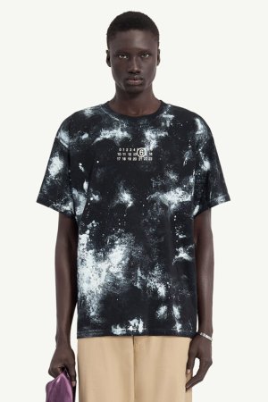 画像1: MM6 Maison Margiela エムエムシックス ホワイトペイント ジャージーTシャツ{SH2GC0039M20048900-BFS}