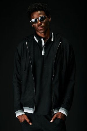 画像1: 1piu1uguale3 ウノピゥウノウグァーレトレ 113 SPORT NEW ZIP UP MESH PARKA BORDER RIB{-BFS}