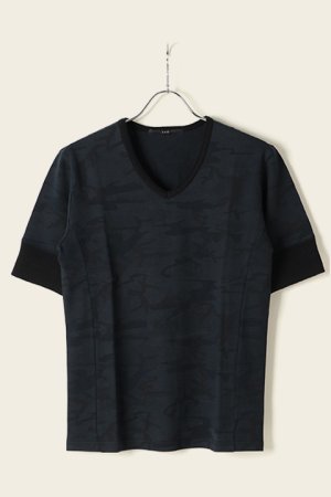 画像1: AKM エイケイエム ORIGINAL 40/2 KANOKO 【CAMO】 V-NECK T{-AFS}