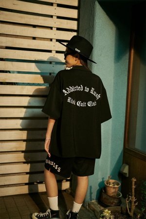 画像4: TAIN DOUBLE PUSH タインダブルプッシュ ADDICTED RUSH OPEN COLLAR SHIRTS{-BFS}