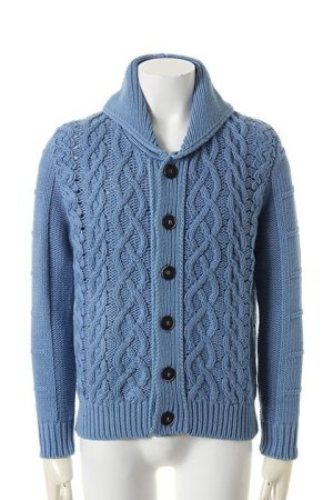 画像1: TMT ティーエムティー WASHED INDIGO CABLE CARDIGAN{TKN-F1501-INDLIT-AEA}