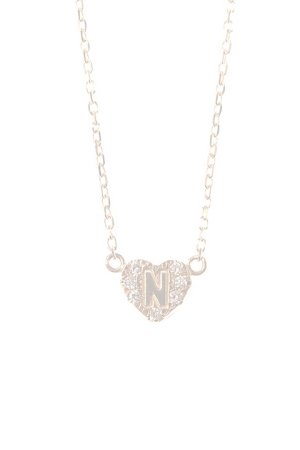 画像1:  {SOLD} tink pink ティンクピンク パヴェハートイニシャル N ネックレス{-}