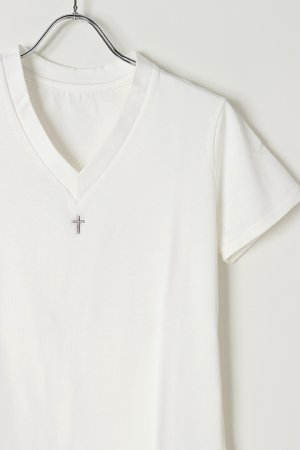 画像2: under bar アンダーバー 【under bar Limited】V-Neck S/S Silver Cross with Stones{-AGS}