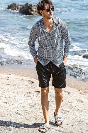 画像7: 1piu1uguale3 RELAX ウノピゥウノウグァーレトレ リラックス グレンチェックラッシュガードショーツ{-BFS}