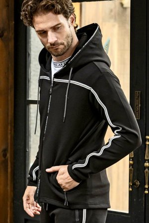 画像2: 【 30%OFF セール18,920円→13,244円】 1piu1uguale3 RELAX ウノピゥウノウグァーレトレ リラックス パイピングラインランニングパーカー{-BDA}