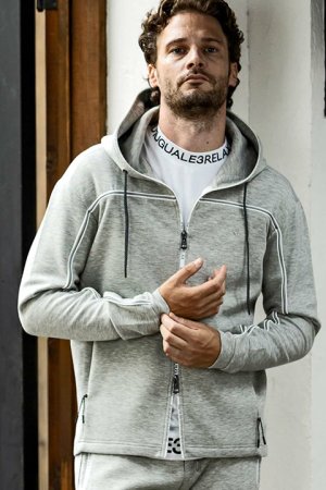 画像2: 【 30%OFF セール18,920円→13,244円】 1piu1uguale3 RELAX ウノピゥウノウグァーレトレ リラックス パイピングラインランニングパーカー{-BDA}