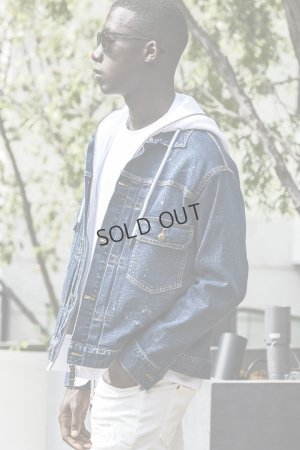 画像2: {SOLD}1piu1uguale3 RELAX ウノピゥウノウグァーレトレ リラックス デニムジャケットフーディー{-BES}